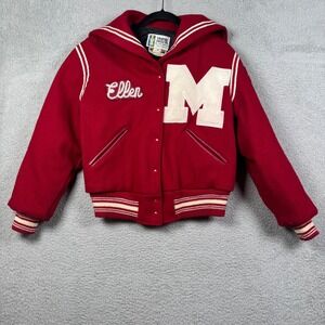 VTG Trophy Jackets Middleton Varsity Letterman Jacket Red Wool Sailor Collar M